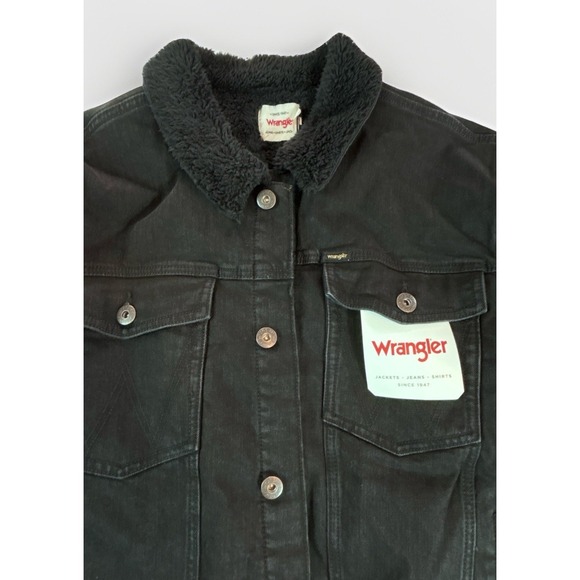 Wrangler Denim Sherpa Jacket Mens XL Black Trucker Outdoor Cowboy Biker NWT